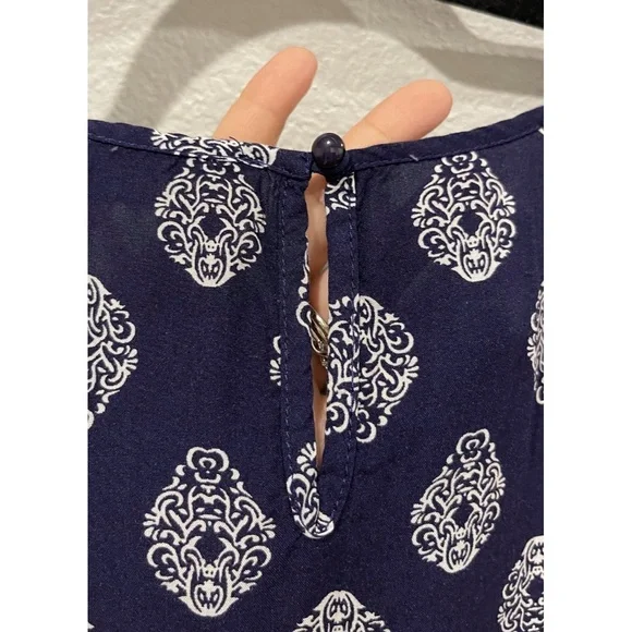 THML Halter Navy Blue Embroidered Top - Picture 4 of 4